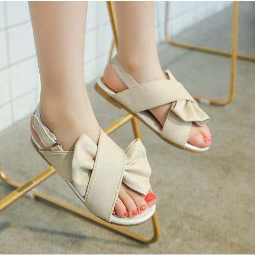 Fashion Kids Sandals Girls Summer Shoes PU Bow Princess Sandals Flat Soft Sole Children Girl Shoes sandalias niña летняя обувь