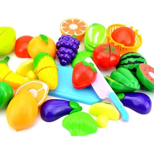 DIY Pretend Play Kitchen Toys 8PCS Baby Toy Plastic Food Toy Set Cooking Cutting Fruit Children Kid Educational Toys Girls