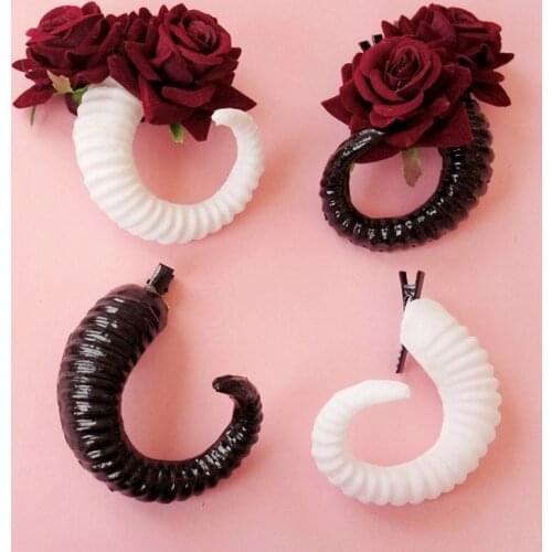 Fashion Devil Horn Hair Pin Rose Flower Forest Girl Demon Witch Cosplay Performance Photography Props Headdress Accessories
