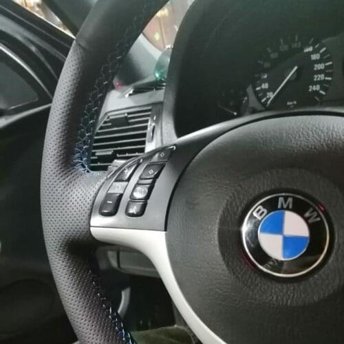 Customized Special for BMW 3 Series E39 E46 E53 X3 X5 Hand Sewn Leather Steering Wheel Cover Four Seasons GM Handle Cover