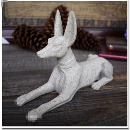 CREATIVE ANCIENT EGYPT ANUBIS WHITE SAND ART SCULPTURE DOG GOD FIGURINE RESIN CRAFTS DECORATIONS FOR HOME R3699