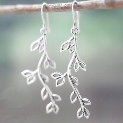 2021 Wholesale Simple Personality Hollow Leaves Branch Long Earrings Female Fashion Trend Female Jewelry