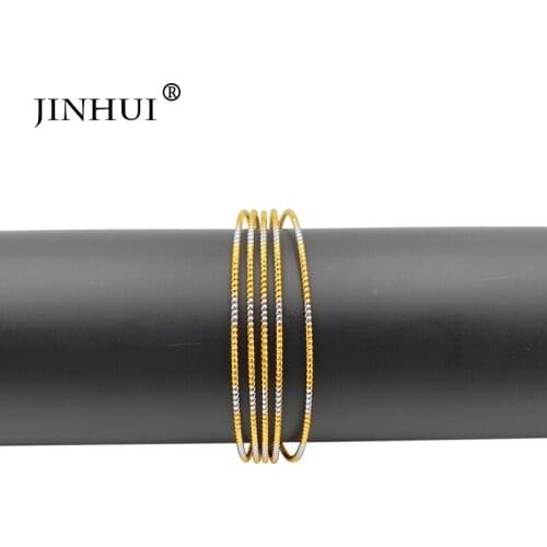Jin Hui New Fashion Silver Gold Color Wedding Bangles for Women Bride Can Adjustable Bracelets Ethiopian/Dubai Jewelry gifts