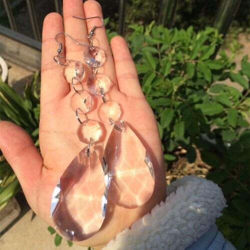 10pcs/50pcs/100pcs Crystal Grid Prism Pendants For Chandelier Glass Lighting Lustre De Cristal Lamp Parts With 3 Octagon Beads