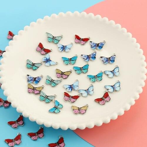 10pcs/lot 19x15mm Enamel Butterfly Charms Animal Pendant For Jewelry Making DIY Handmade Bracelet Earrings Necklace Accessories