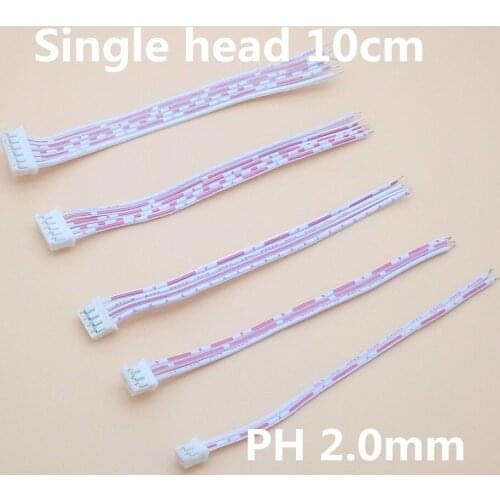 10Pcs Single head PH 2.0mm 10cm Length Plug cable 2P/3P/4P/5P/6P/7P/8P/9P/10P Red whtie wire 100mm