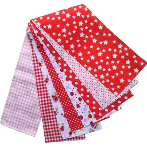 100%cotton jelly roll fabric strips red 7pcs 9cmx50cm New Arrival sewing textile sets patchwork quilting dolls cloths tildas
