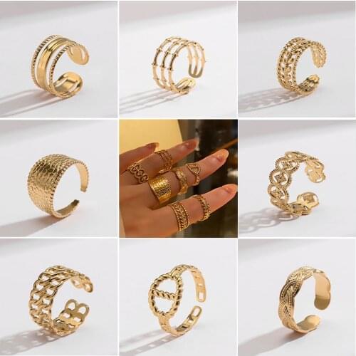 2021 Fashion Simple Design anillos Vintage Gold Color Open Joint Rings for Women Jewelry Korean Version Adjustable Rings