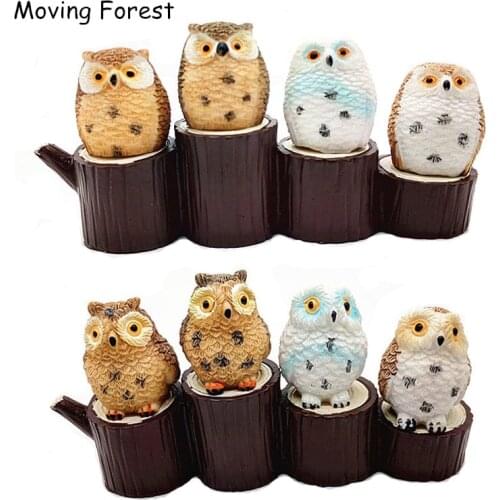 4 pcs Owl Animal Miniature Fairy Garden Home Decoration Mini Craft Dollhouse Micro Landscaping Decor DIY Gift Moving Forest
