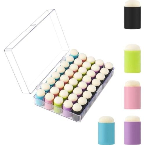 40 Pack Finger Sponge Daubers with Storage Case 40 Pack Craft Sponge Daubers for Drawing Painting Ink Craft Stamping Card Making