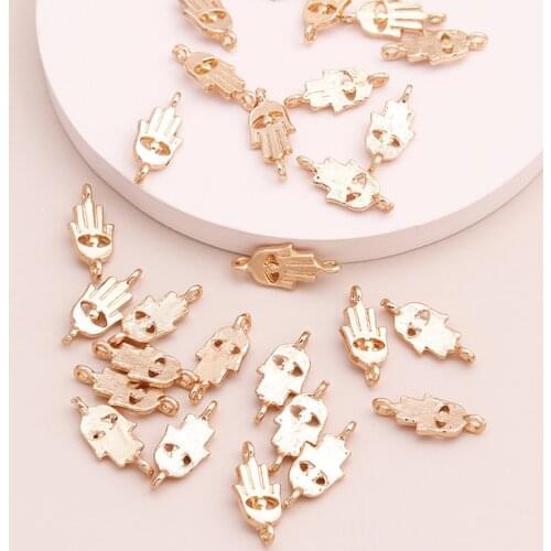 50pcs Gold Color 20*8mm Zinc Alloy Fatima Hamsa Hand Charms Connectors Bracelets Necklaces DIY Jewelry Findings