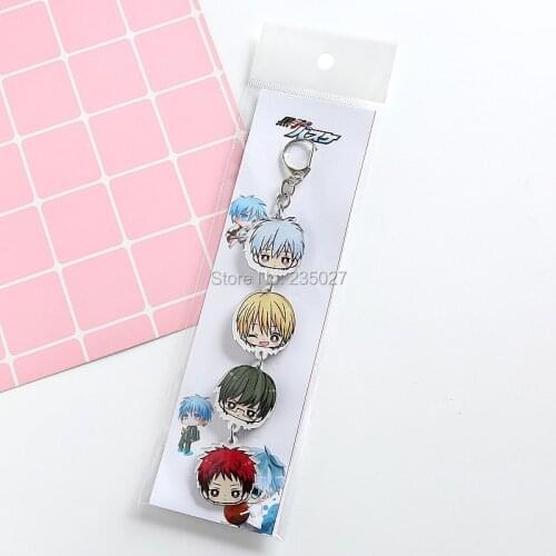 10 pcs/lot Anime Kuroko No Basketball Acrylic Keychains keyrings Kuroko Tetsuya Key chain Bag accessories pendant Key Ring