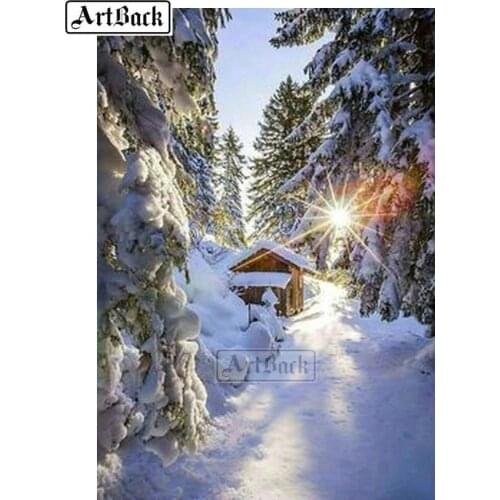 New 5d diy diamond painting snow tree mosaic winter landscape full square drill diamond embroidery kit rhinestone decoration