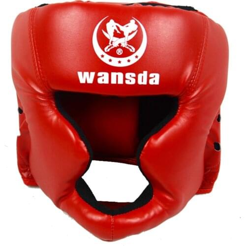 Free Size Muay Thai Boxing Taekwondo MMA Helmet Leather MMA Protector Headgear Fighting Judo Kickboxing Head Guard