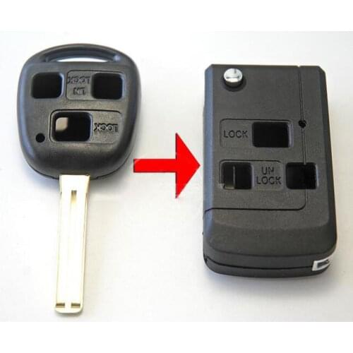 Car Key Shell 3 Buttons Modified Flip Folding Remote Key Case For Lexus Key Fob Cover