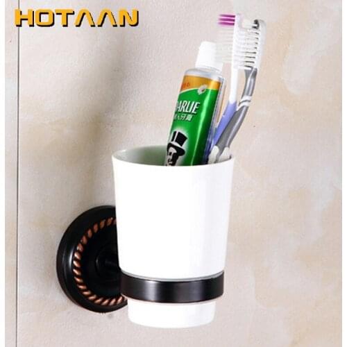 Free shipping Fashion toothbrush holder,Pure copper&glass,,Double cup, Bathroom cup holder bathroom set-wholesale YT-12297-H