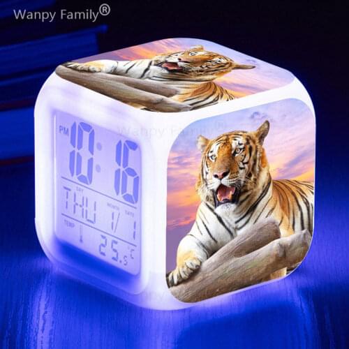Forest Animal Tiger Alarm Clock For Childrens room Desktop Multifunction Color Changing Digital Alarm Clocks