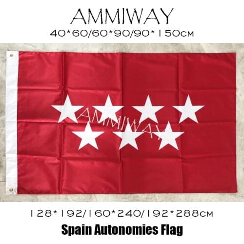AMMIWAY Any Size Spain Community of Madrid Flags and Banners 120g 100D Polyester Single or Double Sided High Quality Banner