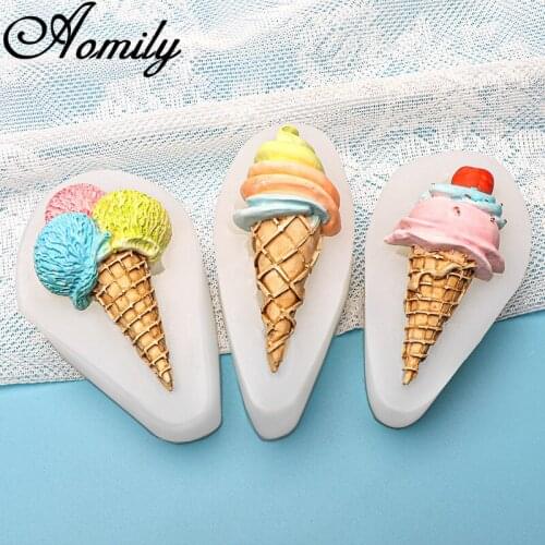 Aomily 3 Styles Ice Cream Silicone Chocolate Mould Cake Decorating Tools Summer Cupcake Cookies Silicone Mold Muffin Pan Baking