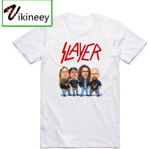 EU Size Men Printing Slayer Heavy Metal Thrash Rock Band T-shirt Summer O-Neck Short Sleeves Speed Metal Band Tshirt