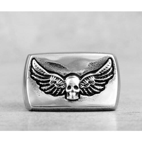 Gothic Vintage Skull Wings Stainless Steel Mens Rings Punk Cool for Male Boyfriend Biker Jewelry Creativity Gift Wholesale