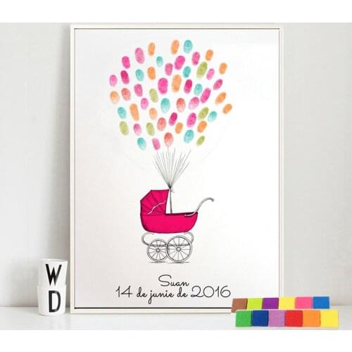 Personalized Baby Shower Guest Book Birthday Party Decor DIY Kids Fingerprint Canvas Painting Baptism first communion Kid room
