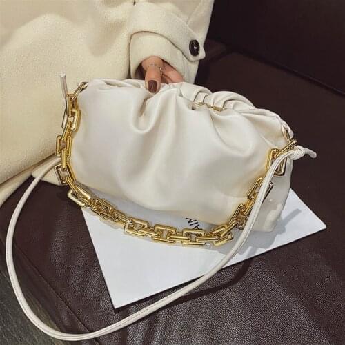 PU Leather Crossbody Bags For Women 2021 Solid Color Simple Female Shoulder Bag Thick Chain Purses and Handbags Ladies Clutch