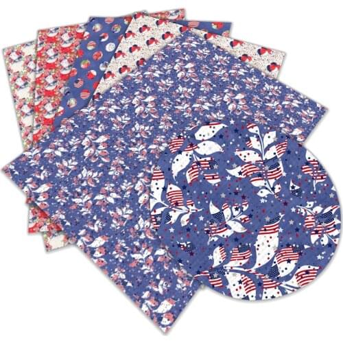 American Flag Element Pattern Printed Artificial Leather 30 cm x 136 cm for Sewing DIY Bag Shoes Material L053 L054 L055