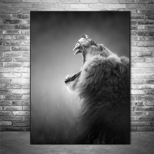 Howling Lion Canvas Art Prints Black And White Animals Posters And Prints Lion Canvas Paintings Home Wall Art Decor Cuadros