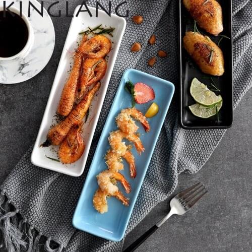 1 pcs Ceramic Porcelain Plate Nordic Style Rectangular Flat Black Western-style Food Snack Butter Plate Tableware Ceramic