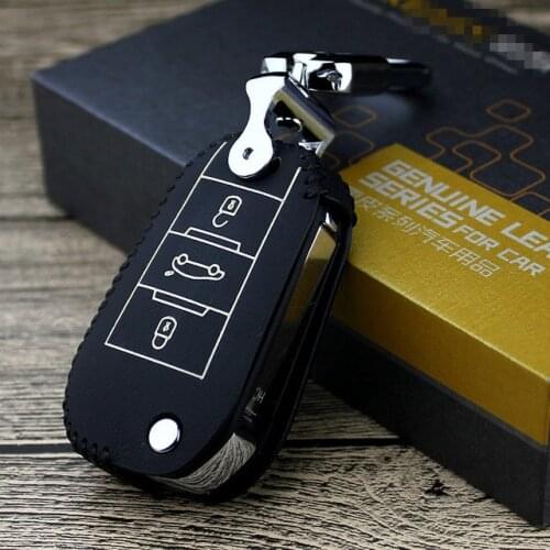 Leather car key cover for peugeot 301 2014 508 20112012 508 2013 2.0L2.3L 2008 2014 3008 2013 2014 c-elysee key Free shipping