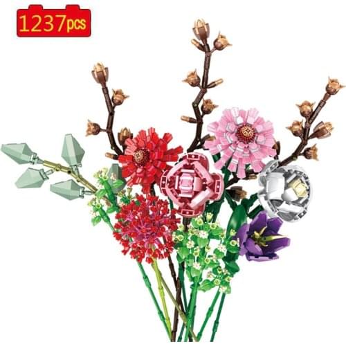 City Creative Series Bouquet Bonsai Lily Lilac Home Accessories DIY Model Building Blocks Bricks Toys Gifts