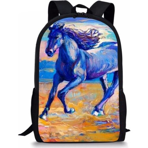 Fashion Colorful Horse School Bag for Teenager Girls Primary Kids Backpack Tumblr Notebook Satchel Mochila Infantil