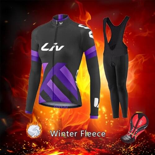 Fashion Winter Road Bike Jersey Set Women Thermal Fleece Cycling Clothing Warm Kit Female Bicycle Clothes MTB Dress Uniform Suit