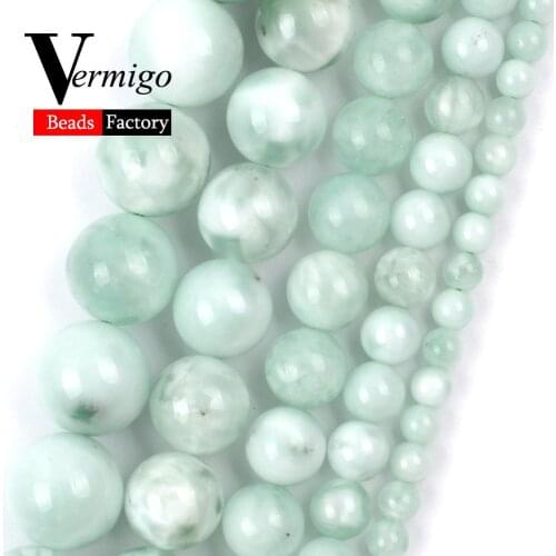 Natural Green Angelite Stone Beads Round Beads for Jewelry Making 4/6/8/10/12mm Diy Bracelets Accessories 15"