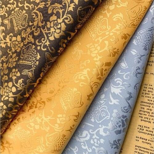 From 5metes CF973 Golden Fishes Jacquard Stain Fabric/Chinese Style Clothings Fabric,Polyester Woven Dyed Fabric Sewing Material