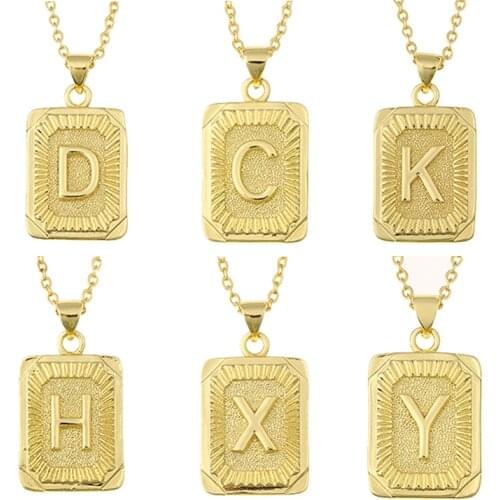 New Capital Letter Pendant Necklace Gold Tone Solid Cube Hip Hop Long Chain For Men Women Creativity Jewelry Gifts Dropshiping