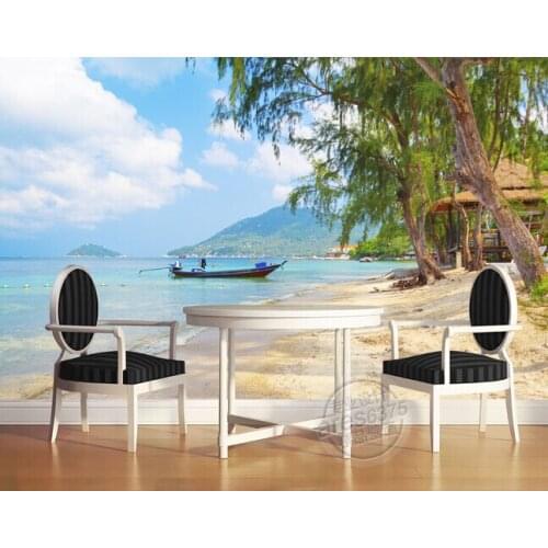 Custom beach wallpaper, beach and blue sky murals for the living room bedroom KTV bar wall waterproof Papel de parede Embossed