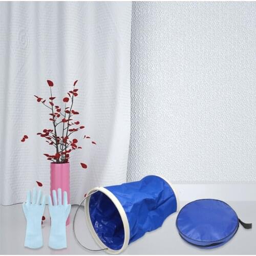 Collapsible Bucket Portable Water Container Bag with Gloves Outdoor Picnic