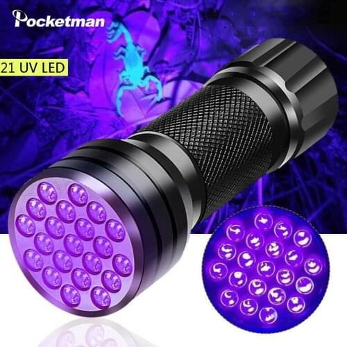 UV Flashlight 21LED 12LED 395-400nm UV Light UV Torch Ultraviolet Black Light Lamp Flashlight for Pet Urine Scorpion Testing