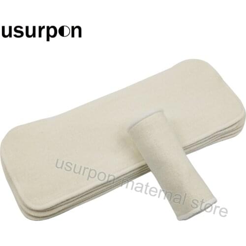 [usurpon] 5 pcs Hemp Insert 4 layers Reusable Organic Hemp Cotton Insert One Size Fits For Baby Cloth Diapers