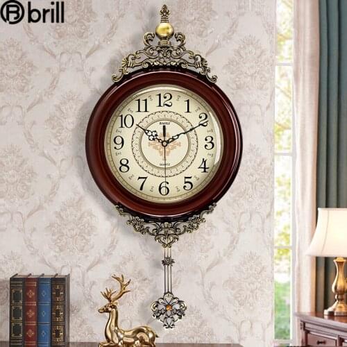 Vintage Wall Clock Creative Retro Watch Luxury Silent Digital Watches Antique Metal Pendulum Wall Clocks Home Decorations