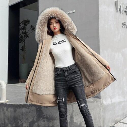 2021 New Winter Jacket Women Parkas Long Coats Plus velvet Thick Warm Hooded Parka Loose Female Outwear Fur Collar Padded Jacket