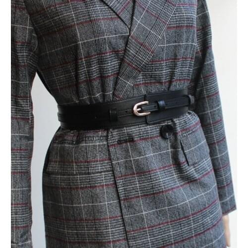 2020Clothing Accessories Women Belt Real Cowhide Coat Wide Decorative Sweater Fashion Collocation Skirt Leather Black WaistCover