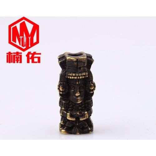 1PC EDC Tool Brass Paracord Knife Beads Indian Maya Civilization Statue Car Key Pendant