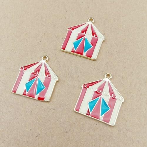 10pcs 20x18mm Fashion Diy gold alloy metal enamel Circus stage tent charms pendants for bracelet/necklace/earring jewelry making