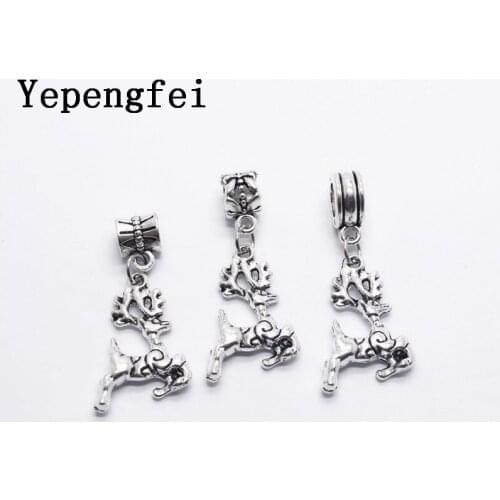10pcs Fawn European Bead Vintage Silver Charms fit for pandora style Bracelets Necklace DIY Metal Jewelry Making JA600035