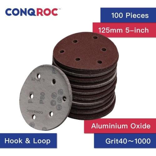 100 Pieces 5-inch 125mm Sanding Discs 6 Holes Hook Loop Sanding Paper Grit 40~2000 Sandpaper Woodworking Abrasive Tool