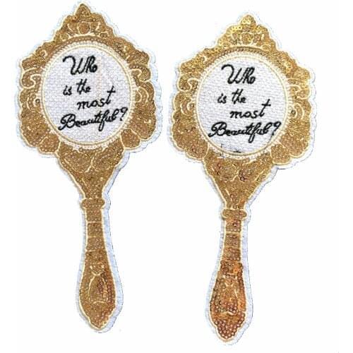 2 PC 20 x 8.7 cm Sequins Mirror Embroidery Patches for Clothes Iron on Beading Patch DIY Sewing Stickers Gold Sequined Appliques