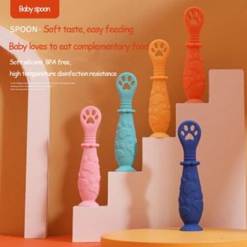 2Pcs Baby Spoon Fork Set Baby Toddler Infant Learning Tableware Flatware Utensils Baby Kids Bendable Cutlery Baby Spoon